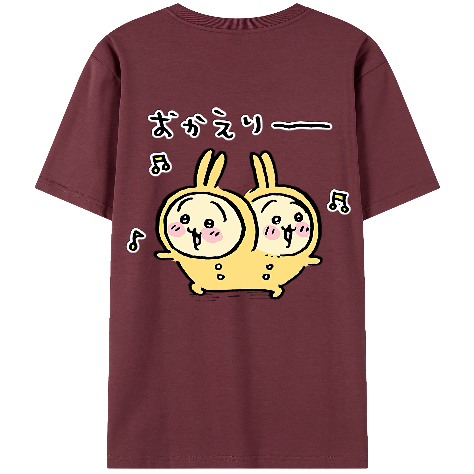 （画像用） ちいかわ うさぎ Chii-kawa usagi 綿100％半袖Tシャツ（背面プリント）